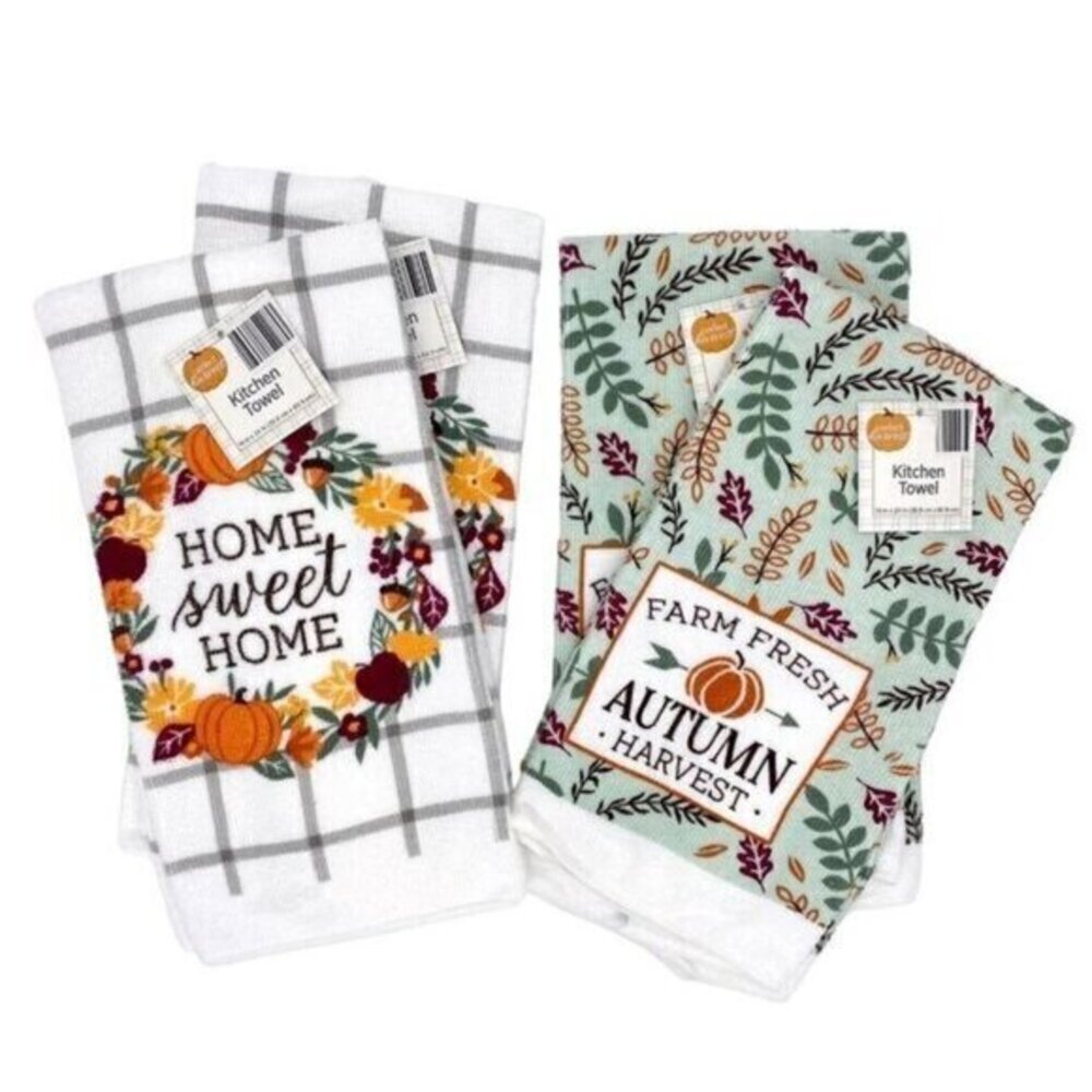 Fall Harvest Home Pumpkin Kitchen Towel Sets New